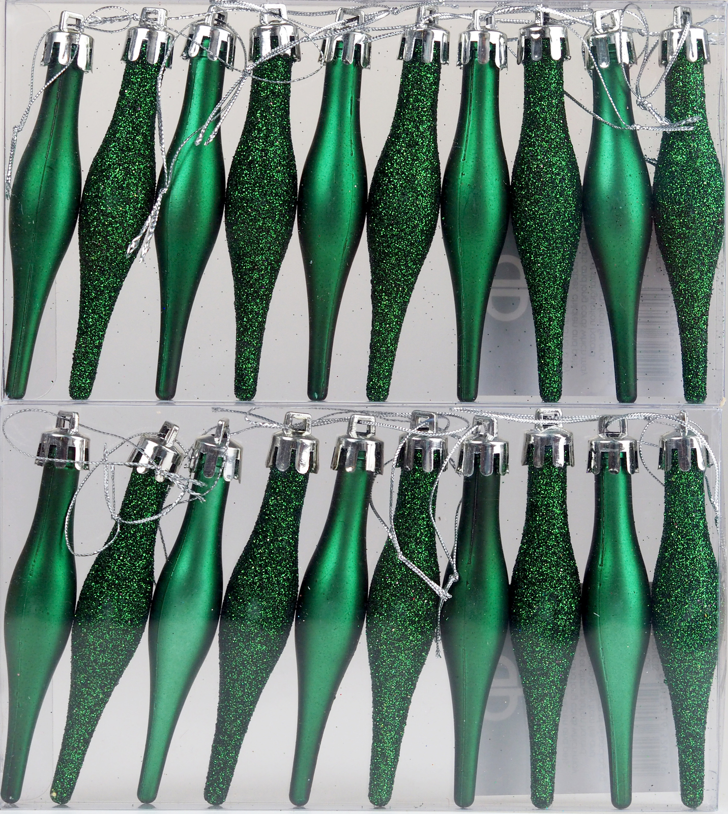 20 Christmas Tree Tear Drop Droplet Baubles Decorations - Emerald Green