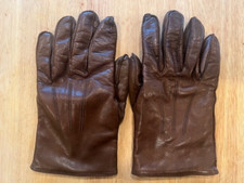 Vintage Coach Brown Leather Cashmere Lined Gloves, Medium, Made in Italy