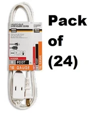 09411ME  6' 16/2 SPT-2 White Vinyl Cube Tap Household Extension Cords - 24 Pack