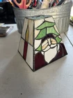 Vintage Pyramid Tiffany Style Handmade Art Glass Lamp Shade Christmas Santa