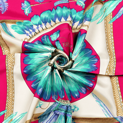 Hermes Schal BRASILIEN 90cm Seide Carre Foulard blau LAURENCE BOURTHOUMIEUX - Bild 3 von 6