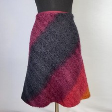 Linda Allard Ellen Tracy Skirt Womens 10 Diagonal Striped Textured Wool Blend