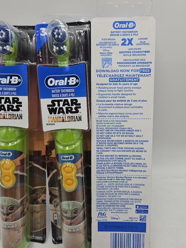 Oral-B Kid's STAR WARS Mandalorian Battery Electric Toothbrush, Soft X 3 PACK