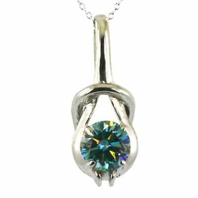 3.80 Ct Blue Treated Diamond Pendant in White Gold Finish VVS1 Certified !