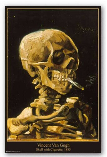 VINCENT VAN GOGH SKULL BURNING CIGARETTE 24x36 poster POST IMPRESSIONIST  PAINTER