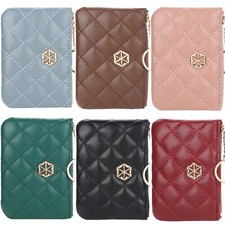 Mini Coin Purse bag Rhombus Embroidery PU Short Keychain Zipper Portable Wallet