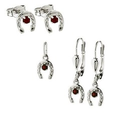 925er Sterlingsilber Ohrstecker, Ohrhänger Oder Anhänger Hufeisen Solitär Damen