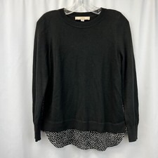 Loft Womens Black White Polka Dot Long Sleeve Crew Neck Pullover Sweater Size SP