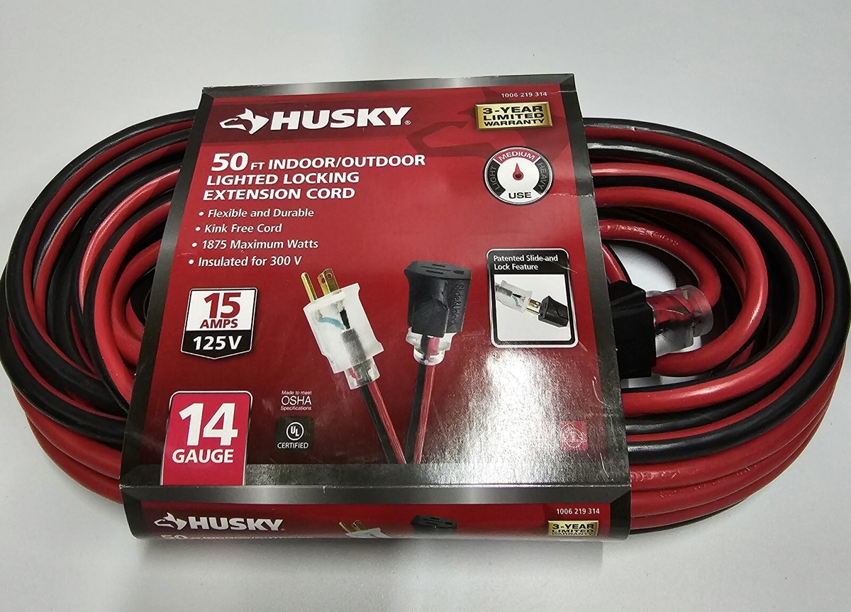 Husky 50 ft 14 Gauge Medium-Duty Indoor/Outdoor Extension Cord