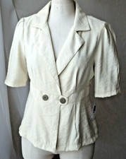 AMBITION SHORT SLV LIGHT JACKET BUTTON FRONT CREAM TOP NEW SMALL BLAZER 69.00