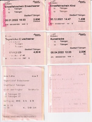 TÜBINGEN -- Bus Naldo SWT -- 6x diverse Fahrscheine