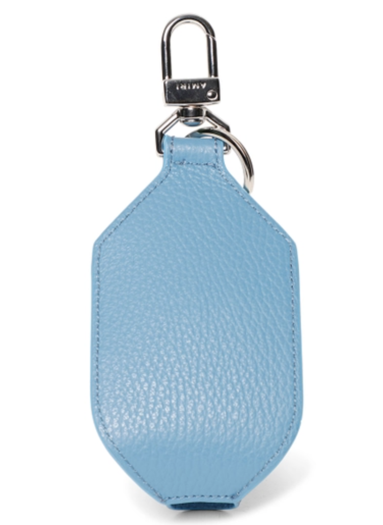 Amiri Leather Pouch Carolina Blue Key Fob pebbled grain sanitizer