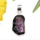 Elegantes colgantes enchapados en plata de zafiro rosa natural piedra natal pepitas crudas reales