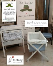 CULLA NEONATO "BIMBI DREAMS" LEGNO BIANCO PIEGHEVOLE CON CORREDO