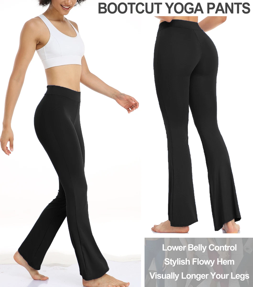 Women Bootcut Yoga Pants with Pockets High Waisted Bootleg Gym Workout  Pants Flare Work Pants Crossover Casual Leggings