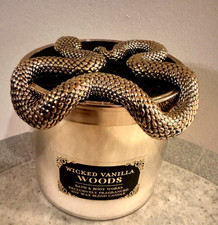 Bath  Body Works Wicked Vanilla Woods Candle 3 Wick Snake Lid 14.5 Oz NEW