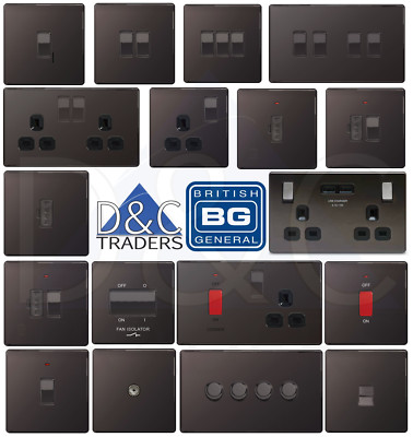 BG Nexus schwarz Nicket schraubenlos Flachplatte FBN Schalter & Steckdosen schwarz Einsätze