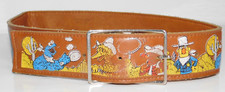 Vtg 70s 80s SESAME STREET OLD WEST Faux Leather Child's Belt Western Bert Ernie