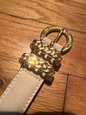 PALOMA PICASSO Vintage Tan Leather Belt Gold Buckle Chain Link Italy