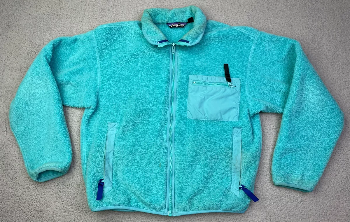 Vintage Patagonia Fleece Womens Size 8 Teal Zip Up Jacket Made in USA