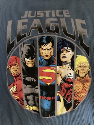 JUSTICE LEAGUE Men's 2XL Blue L/S Thermal Shirt Tee Batman