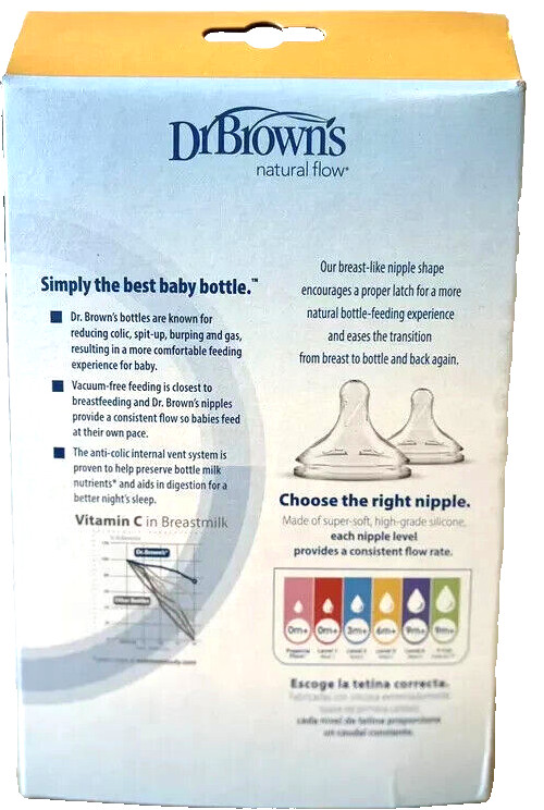 Dr. Brown's Options+ Wide-Neck Baby Bottles 0m Level 1 - 9 oz 2-Pack Anti-Colic