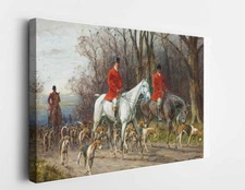 canvas art print giclée or poster - pillow. the end of a good day. fox hunting