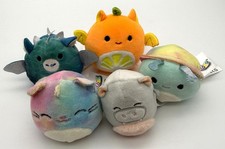 Lot of 5 Squishmallows Micromallows Hippo, Dragon, Bat, Cat Mini 2.5  Plush Toy