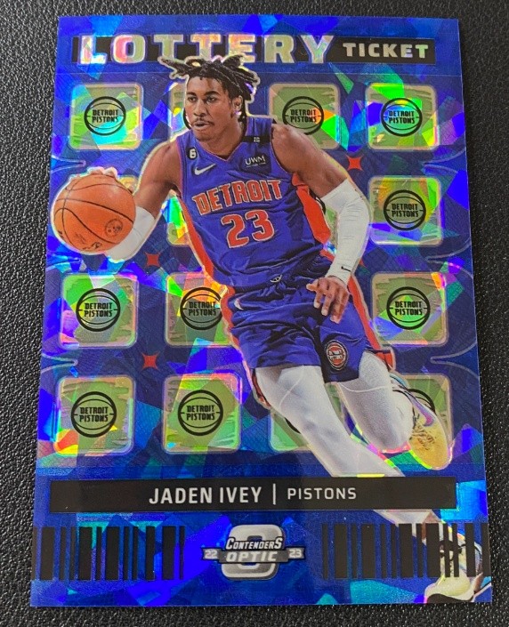 Jaden Ivey 2022-23 Panini Contenders Optic Lottery Ticket Blue Ice 31/75 RC