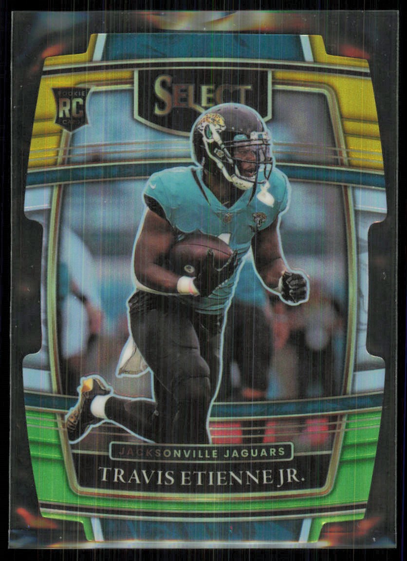 2021 Panini Select Green Yellow Die Cut Prizm Travis Etienne Jr. Rookie #54