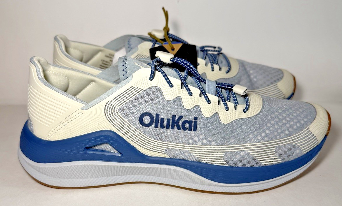 OLUKAI 'Ahi Men's Performance Marine Deck Shoe Blue Pearl/White Sand Size 11 NEW