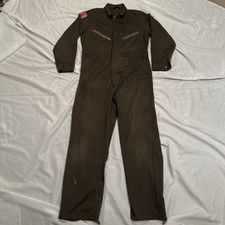 VTG Distressed Big Smith Coveralls Zip Up Jumpsuit Flag Patch Sz. 44M Medium