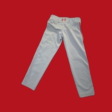 Under Armour Youth Baseball Pants YXS Grey Red Piping Stained As-Is