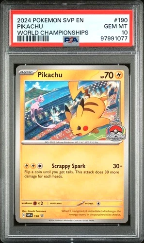 Pokémon Pikachu TCG SVP 190 World Championship 2024 Promo Bonus Card PSA 10