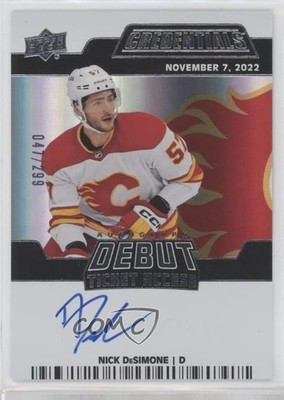 2022-23 Credentials Debut Ticket Access 47/299 Nick DeSimone Rookie Auto RC tr0