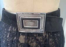 Vtg 70  s YSL BELT YVES SAINT LAURENT Depose Metal Geometric Suede Small