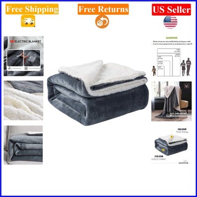 Grey Reversible Sherpa & Fleece Throw Blanket 50x60 for Adults