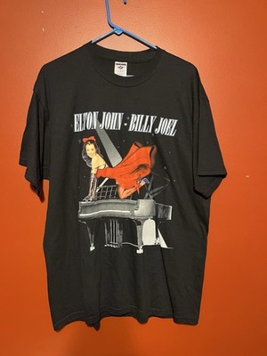 Vintage Elton John Billy Joel Face 2 Face Tour Concert City Shirt XL Piano Woman