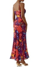 PrettyGarden Floral Bodycon Maxi Dress Scoop Neck Strappy Sleeveless Red L