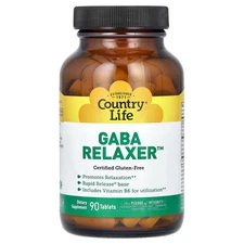 Country Life GABA Relaxer 90 Tablets Gluten-Free, GMP Quality Assured, Kosher,
