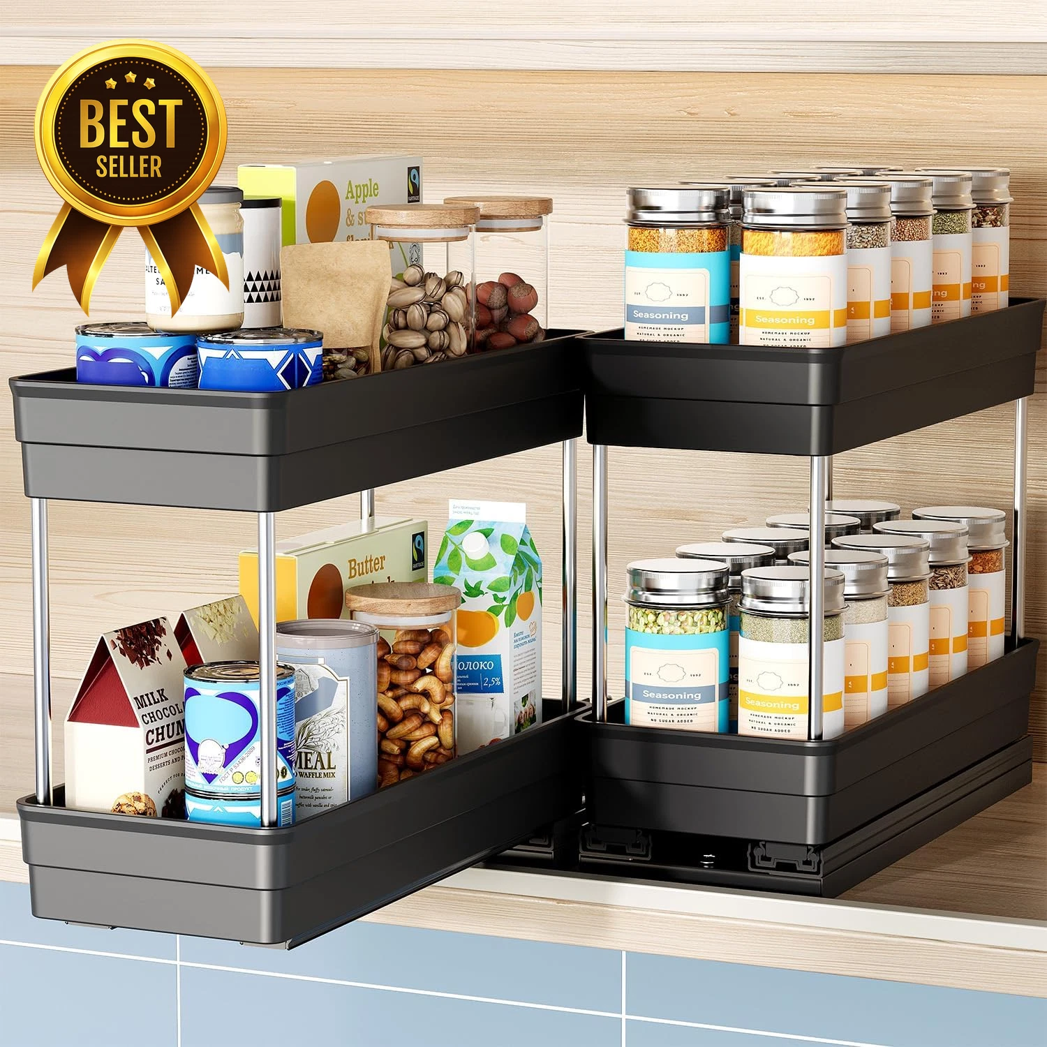 Vertical Spice Rack Pull-Out Cabinet Organizer 2-Tier 4.3" W 2 Pack
Opens in a new window or tab