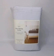 Threshold Box Spring Cover Recycled Polyester Twill Elastic White Full