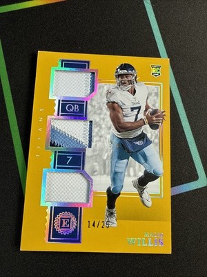 2022 Panini Encased Malik Willis Rookie Triple Memorabilia Gold /25