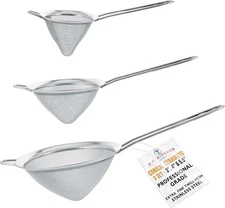U.S. Kitchen Supply Set of 3 Stainless Steel Conical 
