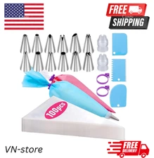 Piping Bags and Tips Set with Disposable Bags and Scrapers