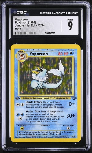 Vaporeon (1st Edition) graded CGC 9 for sale on eBay