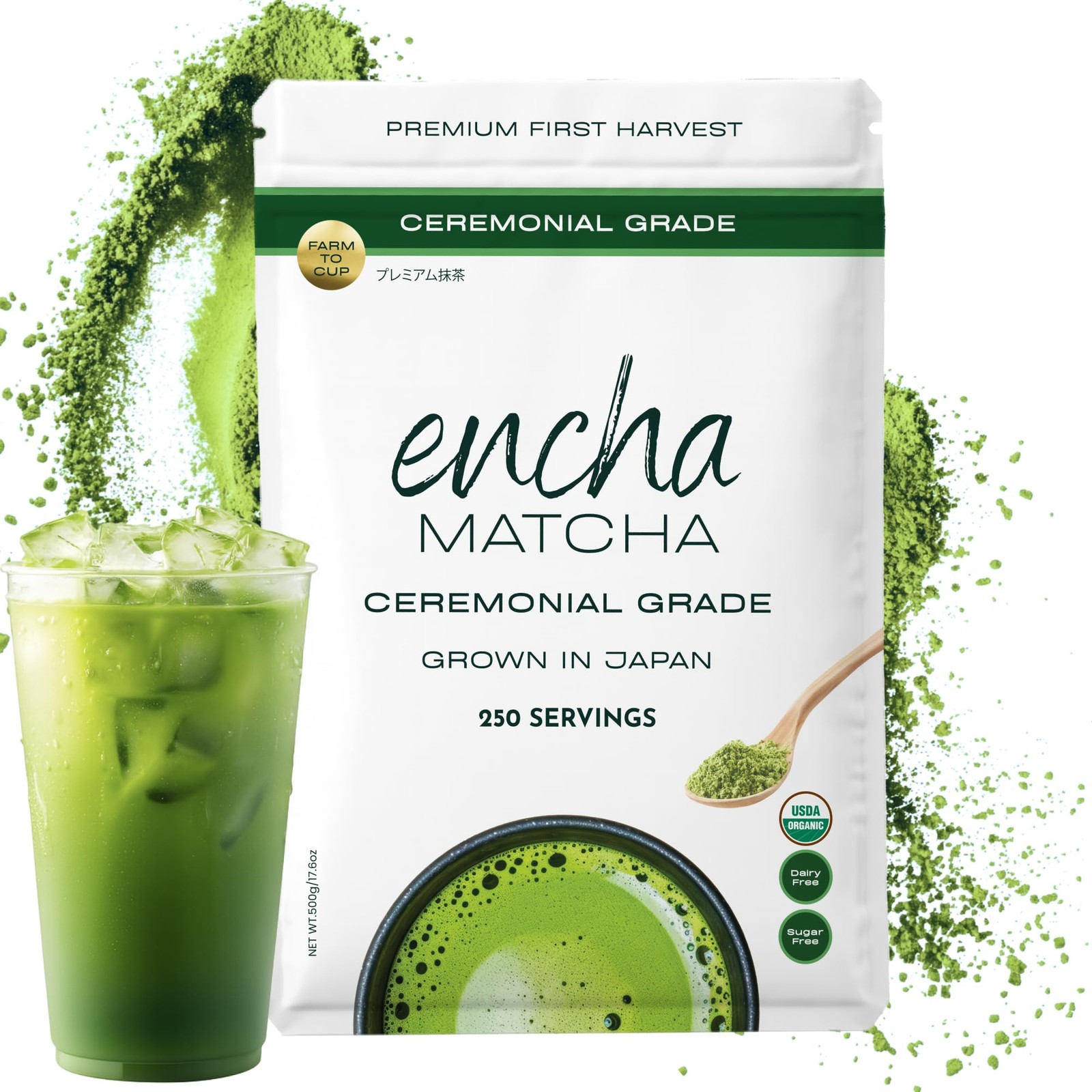 Encha Matcha - Ceremonial Grade Matcha Powder, Organic First