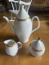 Melitta 3 teilige Vintage Kaffee-Teekanne Set mit Gold Verzierung, Top Zustand