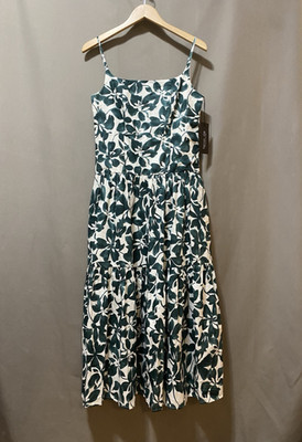 NWT Rachel Zoe Women Sleeveless 100% Cotton Maxi Dress SZ XS White Green Floral