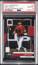 2022 PANINI CHRONICLES CLEARLY DONRUSS RED #28 MIKE TROUT 28/100 PSA 10